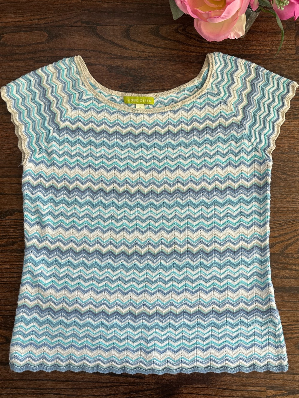 Sigrid Olsen chevron stripe sweater, size M